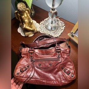 BALENCIAGA The First two way Handbag 103208 Burgundy color